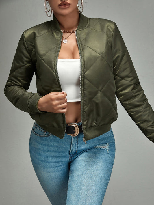 Zip Up Quilted Bomber Jacket