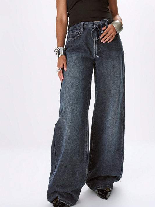 MUSERA Oversized Wide Leg Denim Jeans Winter Clothes