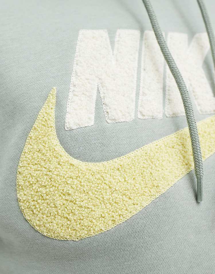 Nike Club Chenile Futura logo hoodie in light green